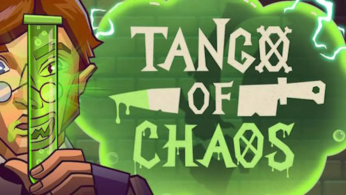 Tampilan visual slot Tango of Chaos dengan elemen laboratorium yang dinamis