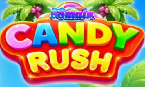 Tampilan visual permainan slot Candy Rush dengan tema permen tropis